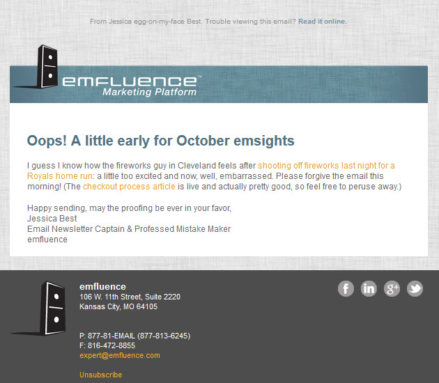 Oct emsights oops email