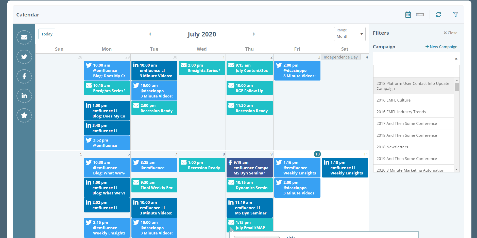 Personalized Marketing Calendar emfluence Marketing Platform