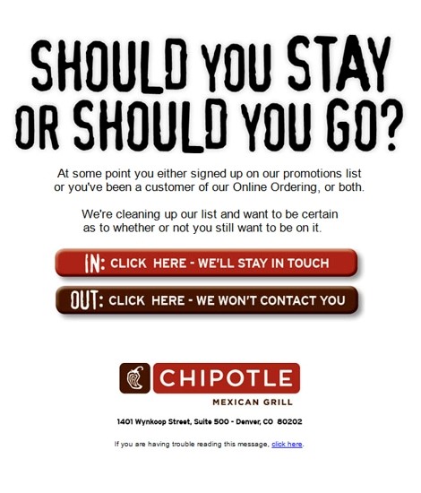 Chipotle re-permission email example.