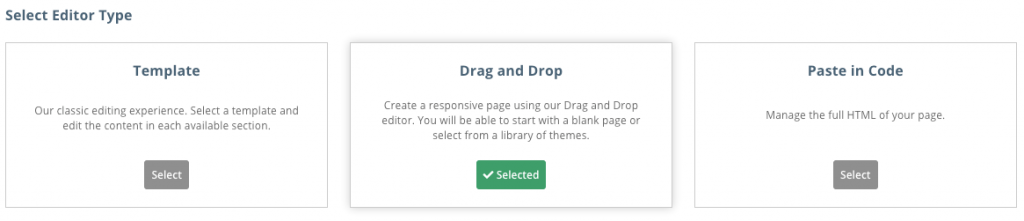 drag and drop landing pages