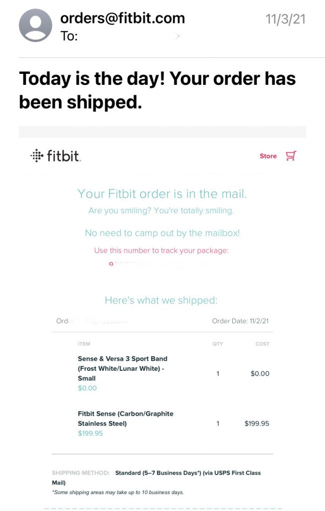 Fitbit transactional email example